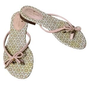 Kate Spade Mistic Bow Flat Thong Sandals Pink Strap Size 6.5